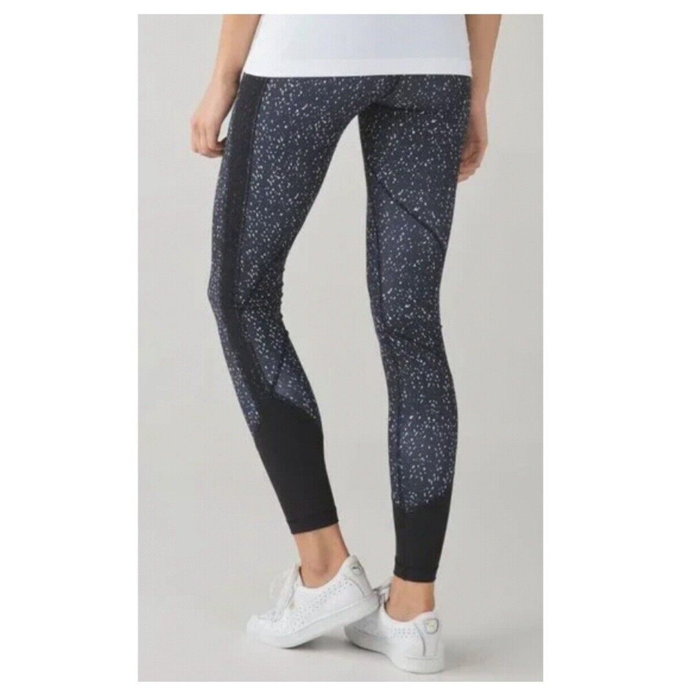 Lululemon Drop It Like It's Hot Leggings  Black White Butterfly Texture Spotted